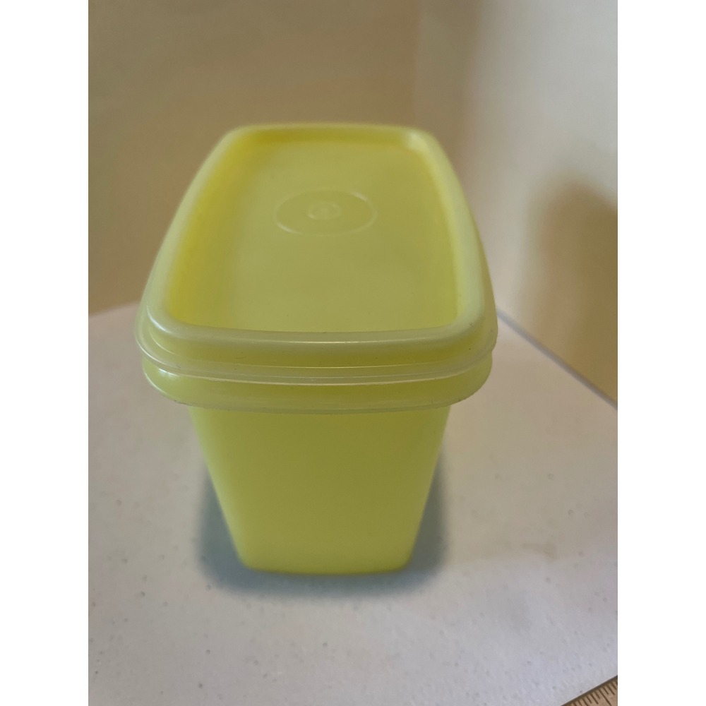 Vintage Tupperware Yellow Rectangular Food Storage Container with Lid 6x3.5x4.5